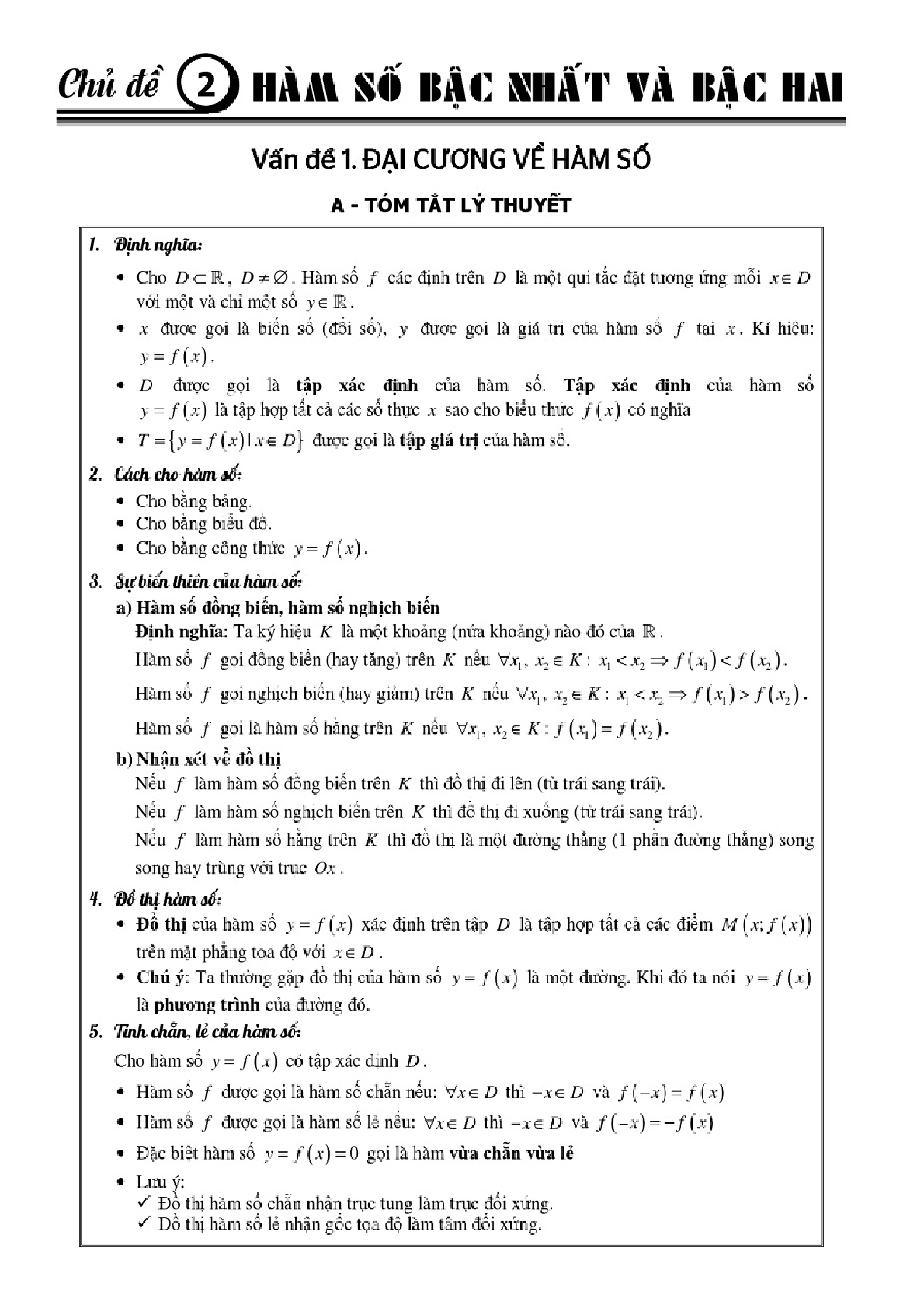Bài giảng chuyên đề hàm số và ứng dụng giúp học sinh tự học (trang 1)