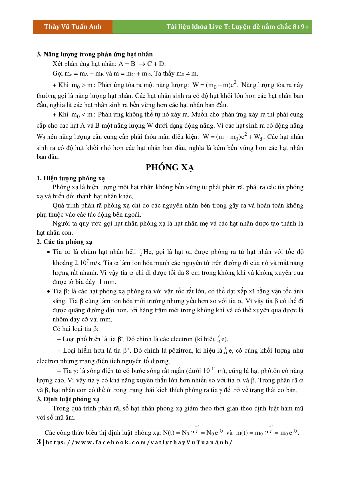 Lý Thuyết Chương Hạt Nhân Môn Vật Lý Lớp 12 (trang 3)