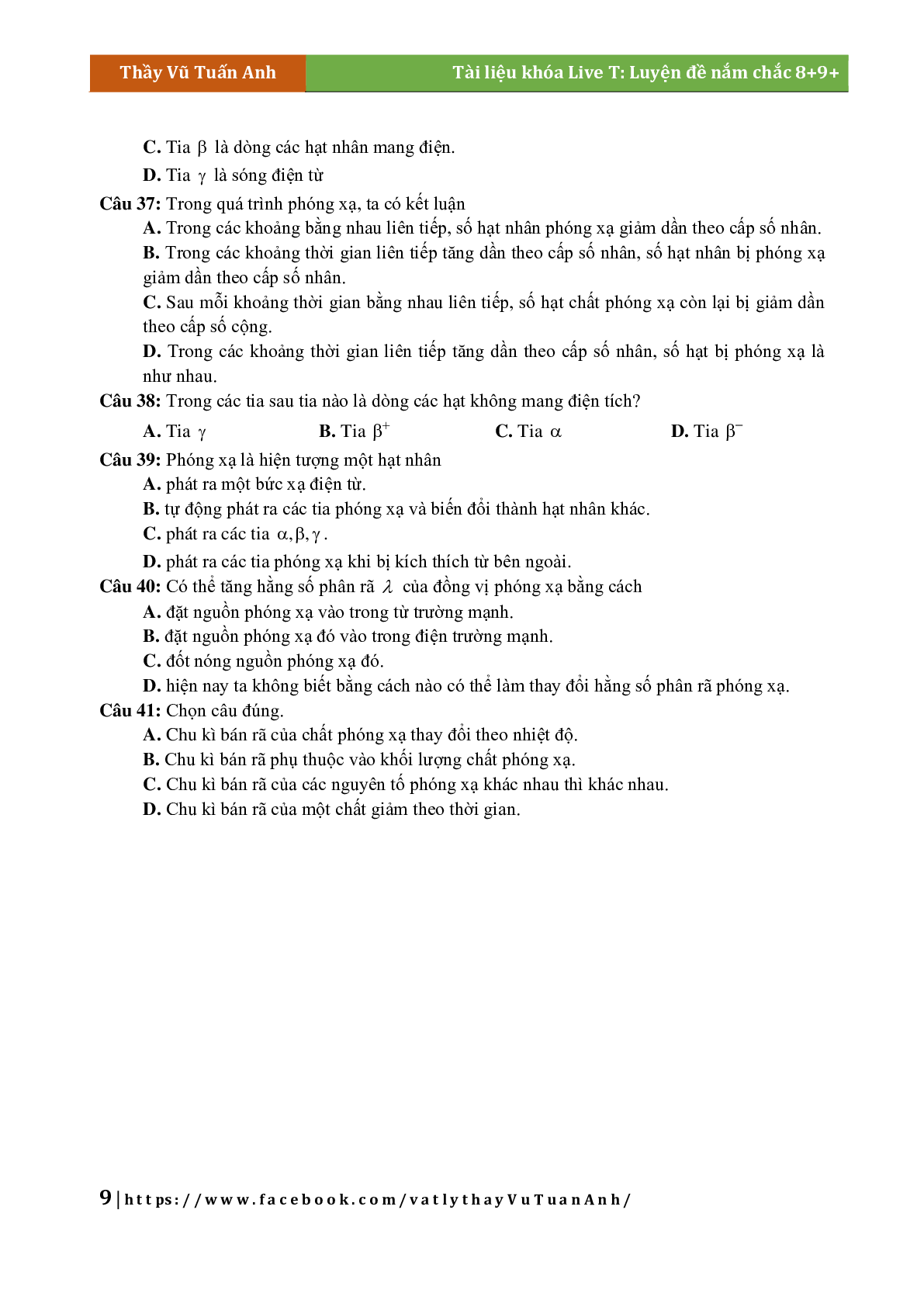 Lý Thuyết Chương Hạt Nhân Môn Vật Lý Lớp 12 (trang 9)