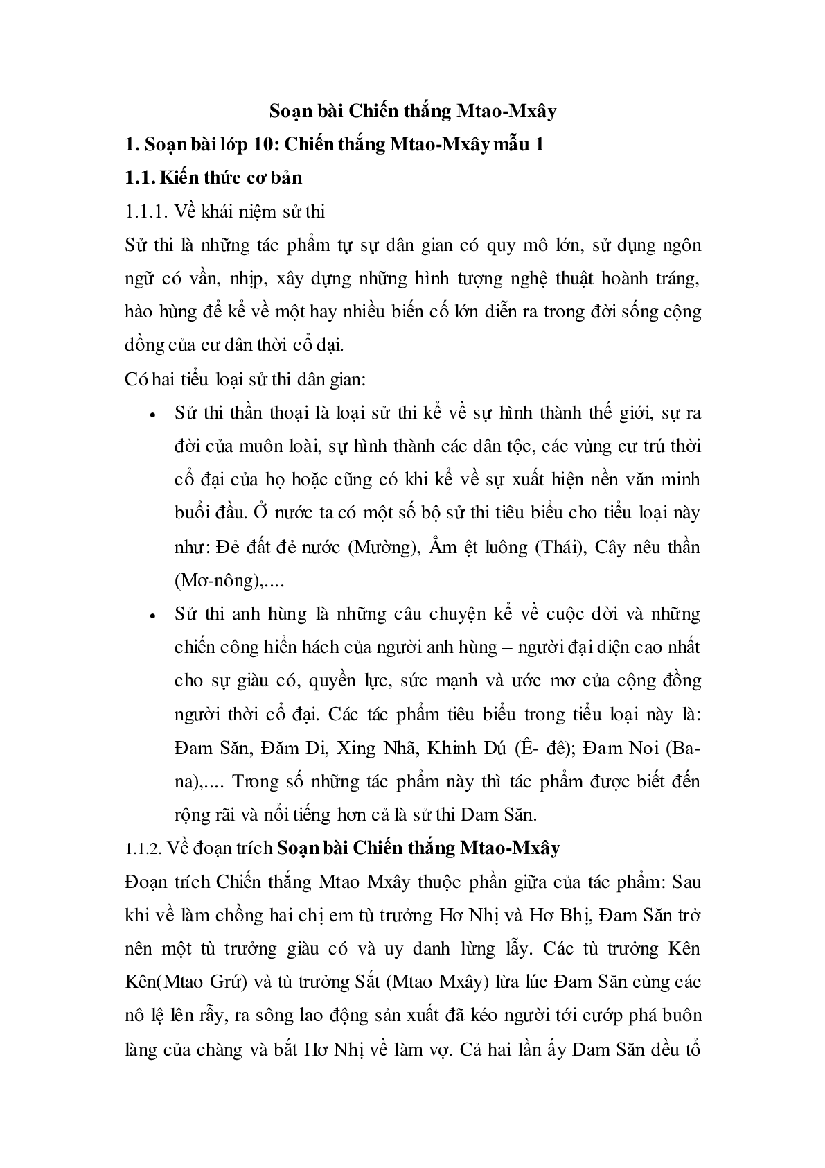 Soạn bài Chiến thắng Mtao-Mxây - ngắn nhất Soạn văn 10 (trang 1)