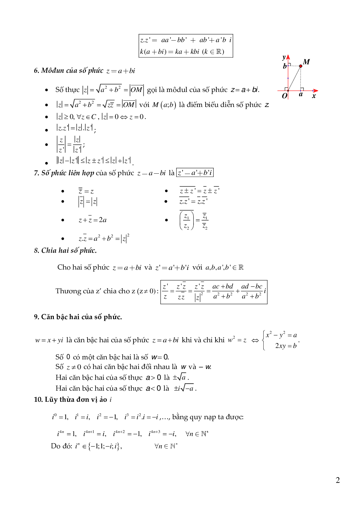 Phương pháp giải và công thức về Số phức 2023 (lý thuyết và bài tập) (trang 2)