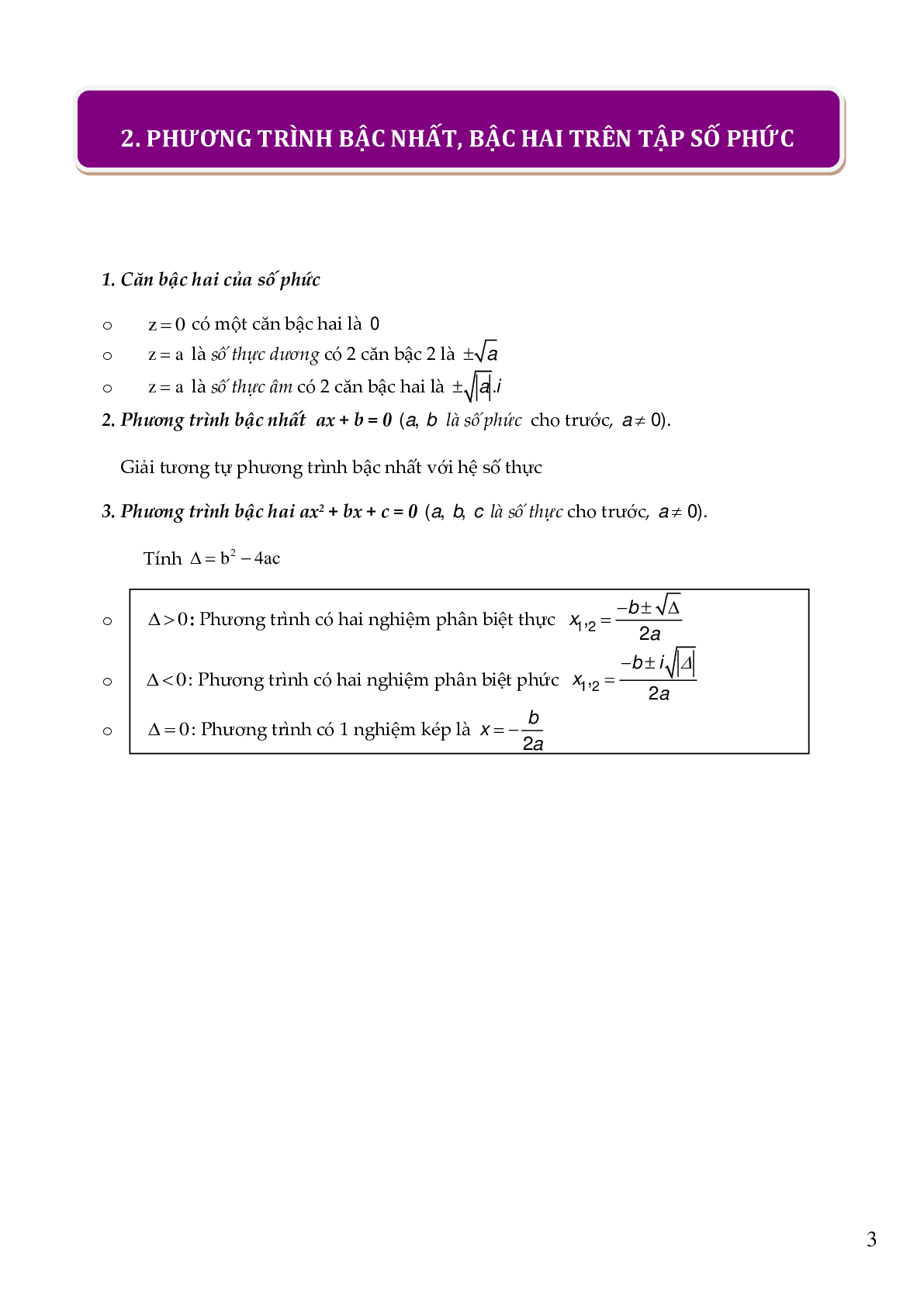 Phương pháp giải và công thức về Số phức 2023 (lý thuyết và bài tập) (trang 3)