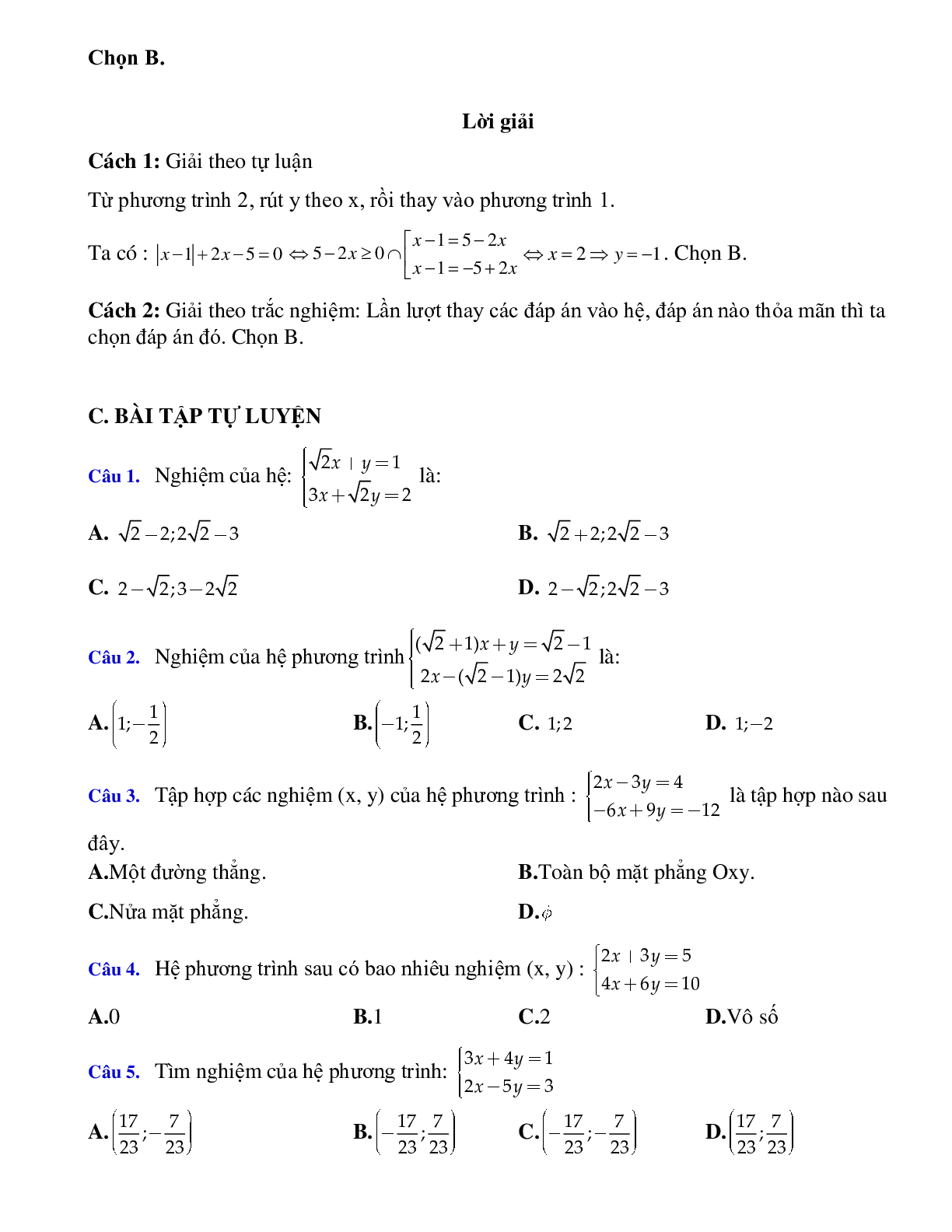 Giải hệ phương trình hai ẩn với hệ số tường minh (trang 3)