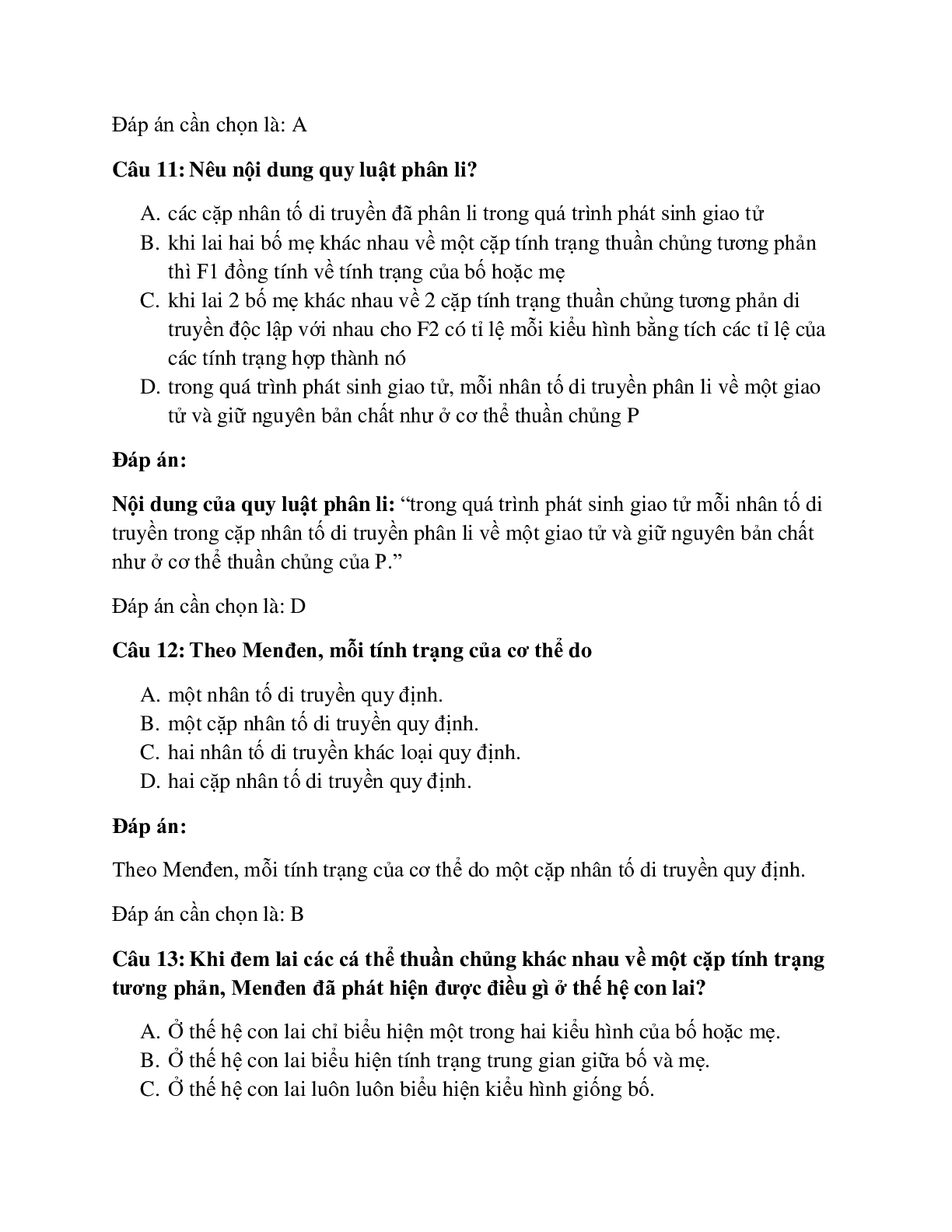 98 câu Trắc nghiệm Sinh học 9 Bài 2 có đáp án 2023: Lai một cặp tính trạng (trang 5)