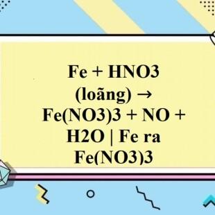 Điền vào chỗ trống: Phản ứng giữa Fe và HNO3 loãng tạo ra chất sản phẩm Fe(NO3)3 + _____ + ______. 
