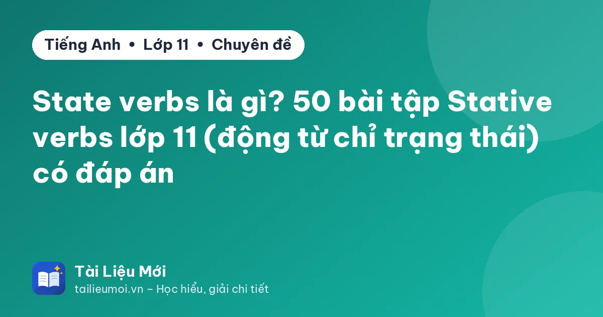 State verbs là gì? 50 bài tập Stative verbs lớp 11 (động từ chỉ trạng thái) có đáp án