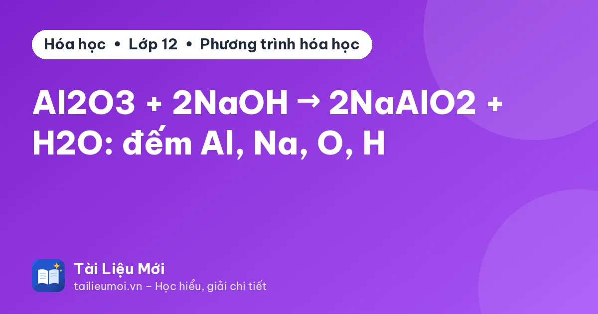 Al2O3 + 2NaOH → 2NaAlO2 + H2O: đếm Al, Na, O, H