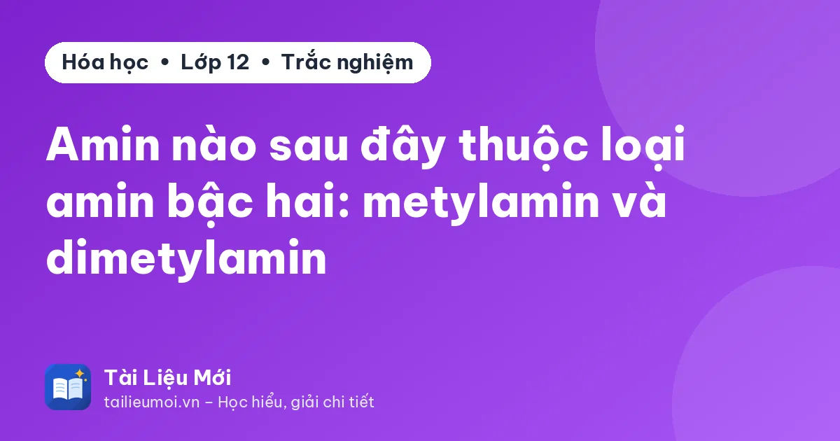Amin nào sau đây thuộc loại amin bậc hai: metylamin và dimetylamin