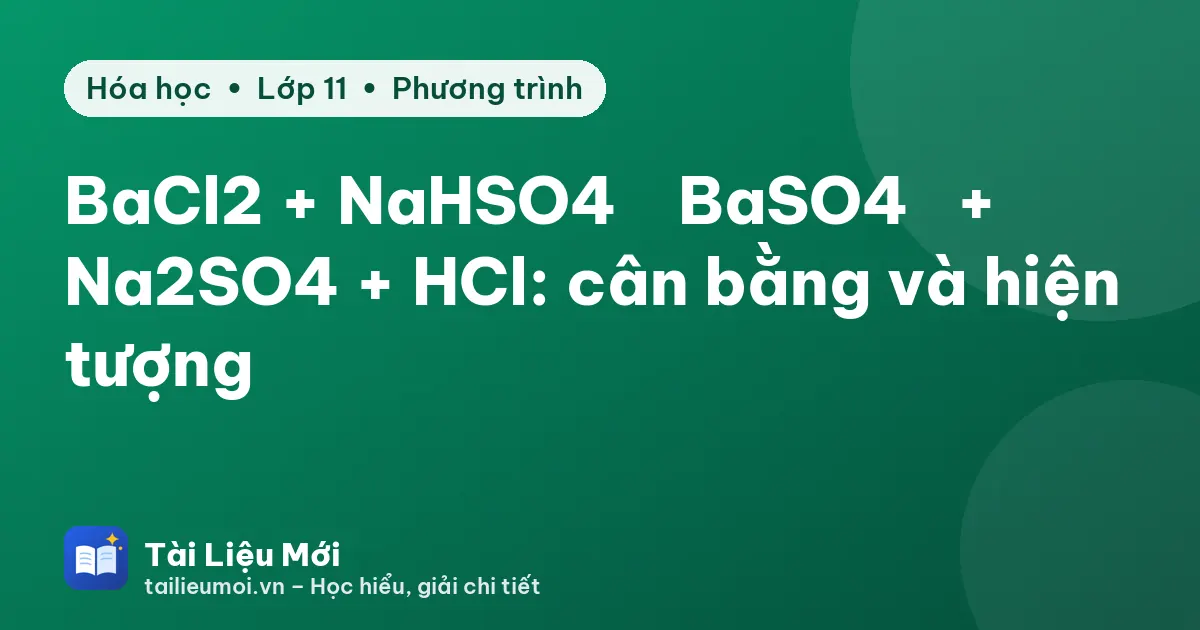 BaCl2 + NaHSO4 → BaSO4↓ + Na2SO4 + HCl: cân bằng và hiện tượng