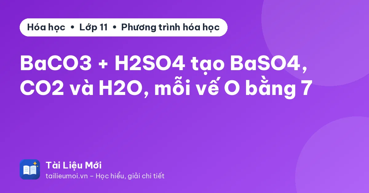 BaCO3 + H2SO4 tạo BaSO4, CO2 và H2O, mỗi vế O bằng 7