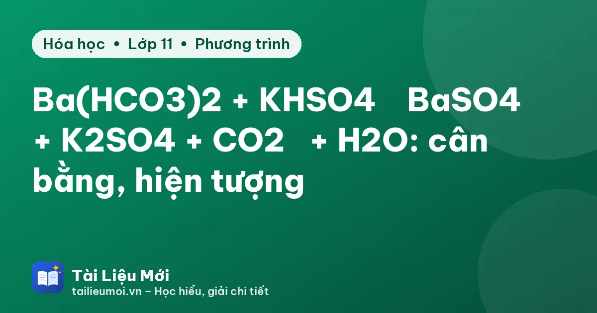 Ba(HCO3)2 + KHSO4 → BaSO4↓ + K2SO4 + CO2↑ + H2O: cân bằng, hiện tượng