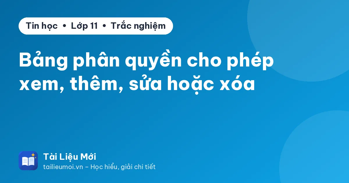 Bảng phân quyền cho phép xem, thêm, sửa hoặc xóa