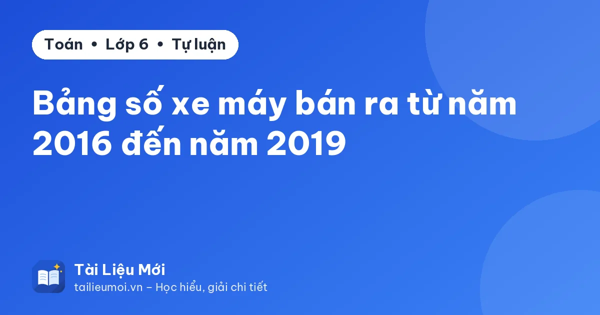Bảng số xe máy bán ra từ năm 2016 đến năm 2019