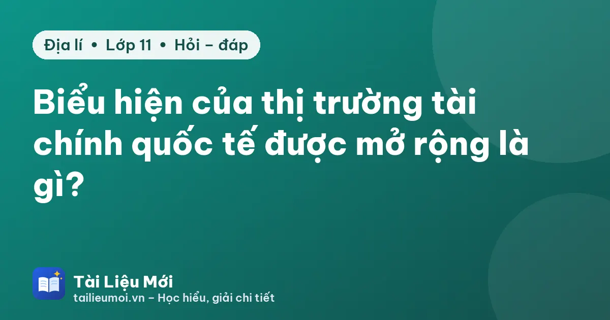 Biểu hiện của thị trường tài chính quốc tế được mở rộng là gì?