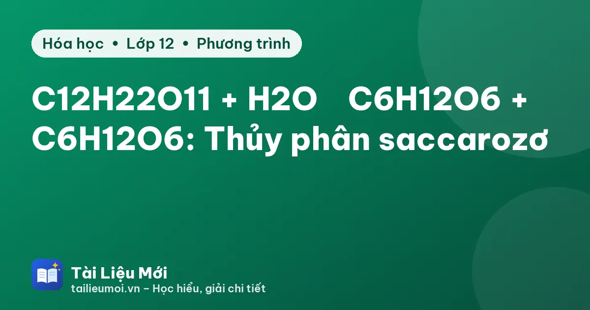 C12H22O11 + H2O → C6H12O6 + C6H12O6: Thủy phân saccarozơ