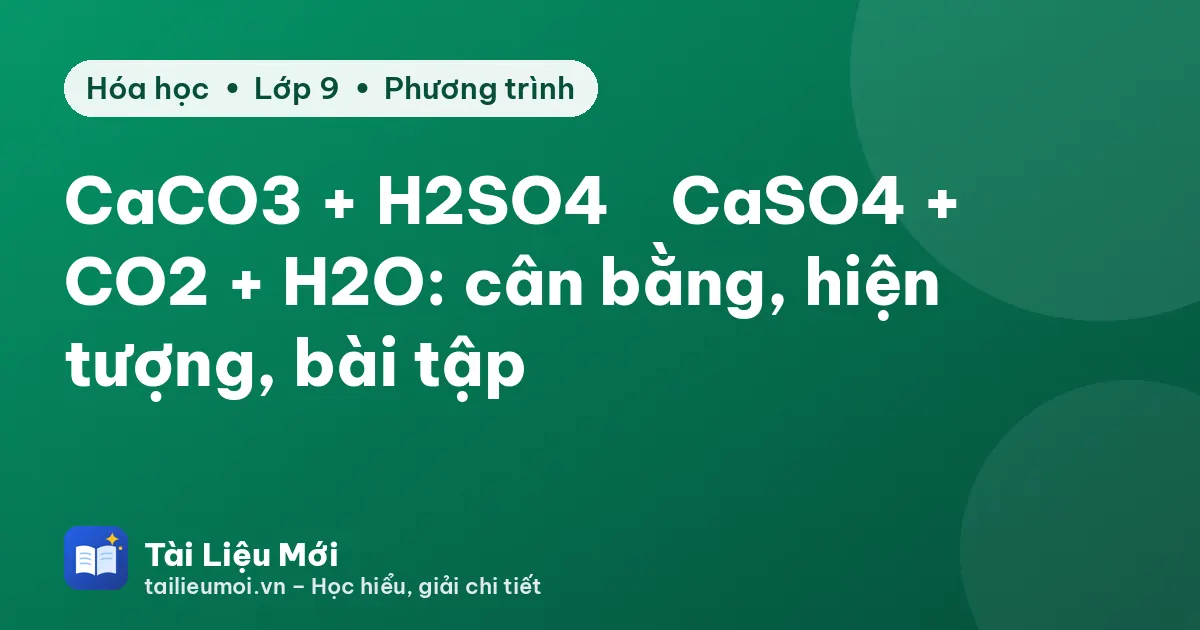 CaCO3 + H2SO4 → CaSO4 + CO2 + H2O: cân bằng, hiện tượng, bài tập