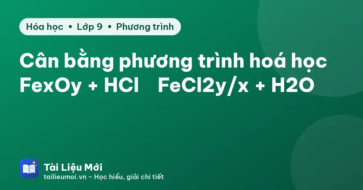 Cân bằng phương trình hoá học FexOy + HCl → FeCl2y/x + H2O