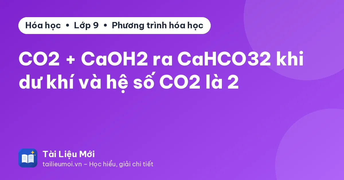 CO2 + CaOH2 ra CaHCO32 khi dư khí và hệ số CO2 là 2