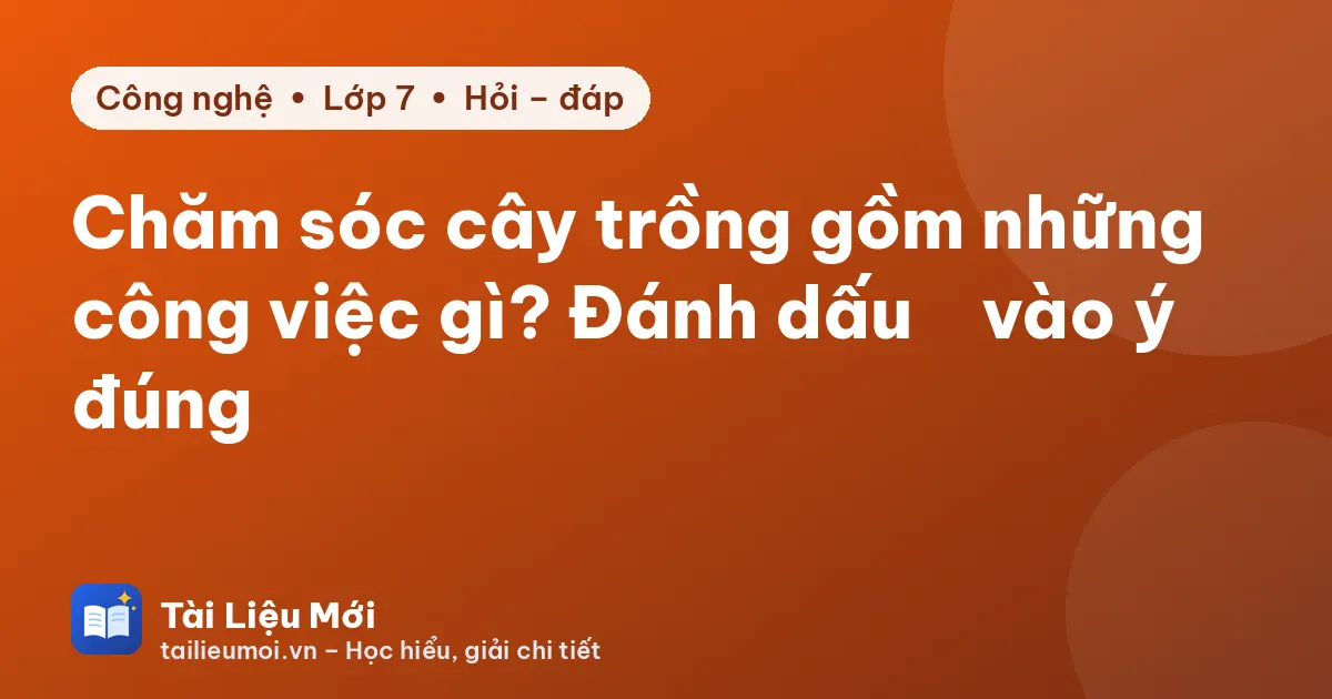 Chăm sóc cây trồng gồm những công việc gì? Đánh dấu ✓ vào ý đúng