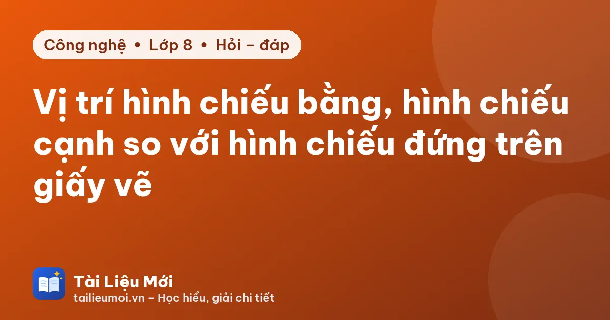 Vị trí hình chiếu bằng, hình chiếu cạnh so với hình chiếu đứng trên giấy vẽ