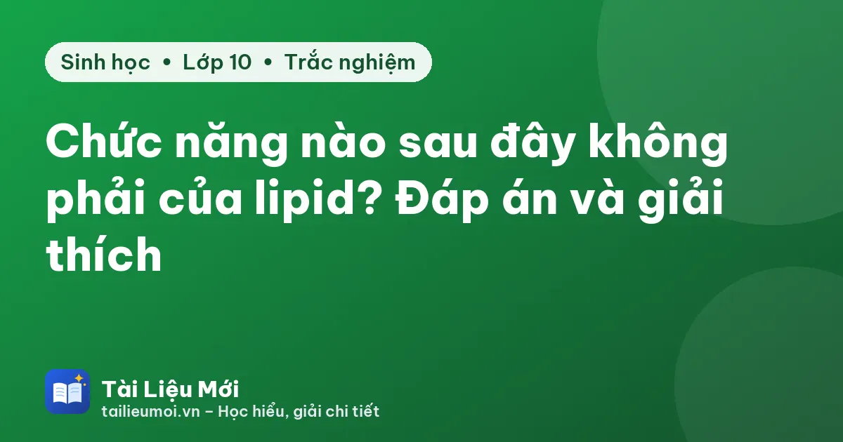 Chức năng nào sau đây không phải của lipid? Đáp án và giải thích