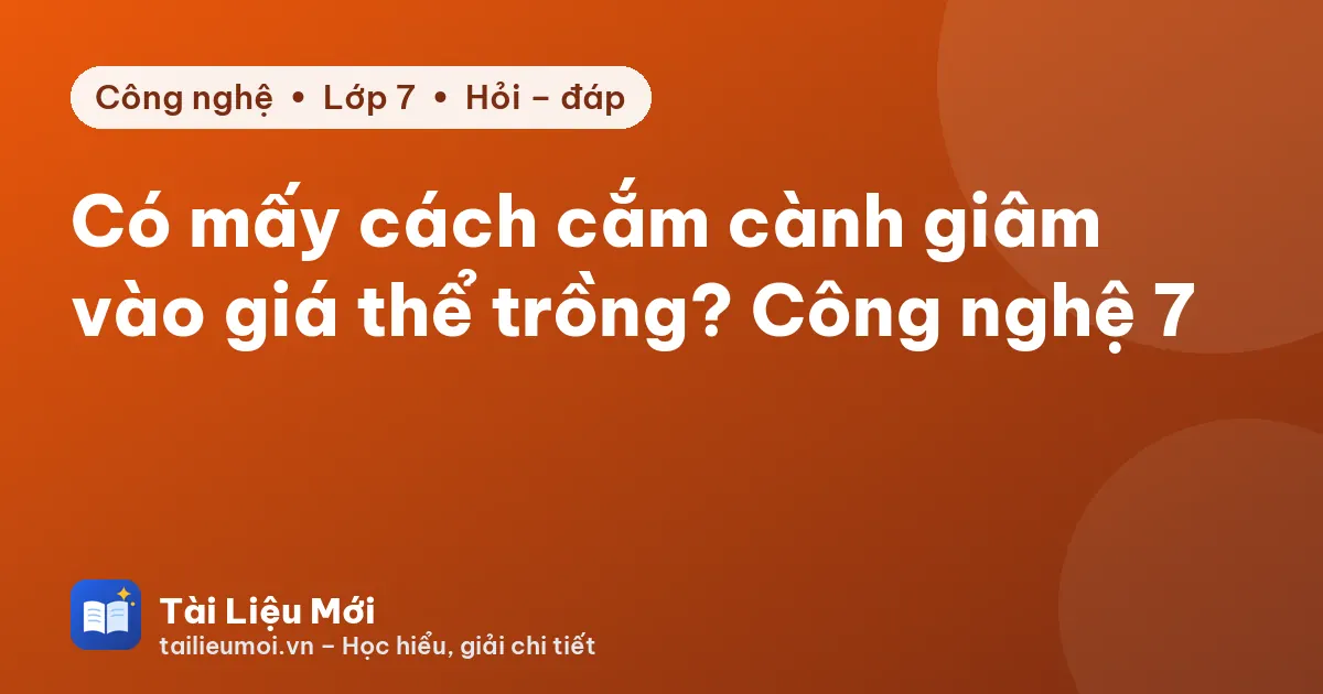 Có mấy cách cắm cành giâm vào giá thể trồng? Công nghệ 7