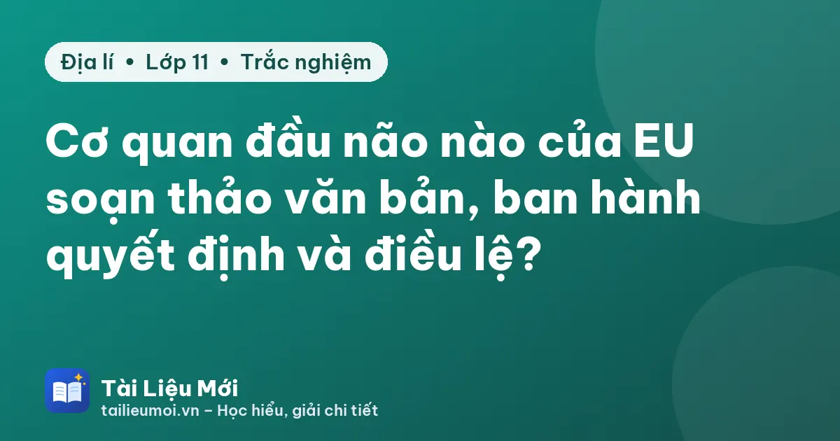 Cơ quan đầu não nào của EU soạn thảo văn bản, ban hành quyết định và điều lệ?