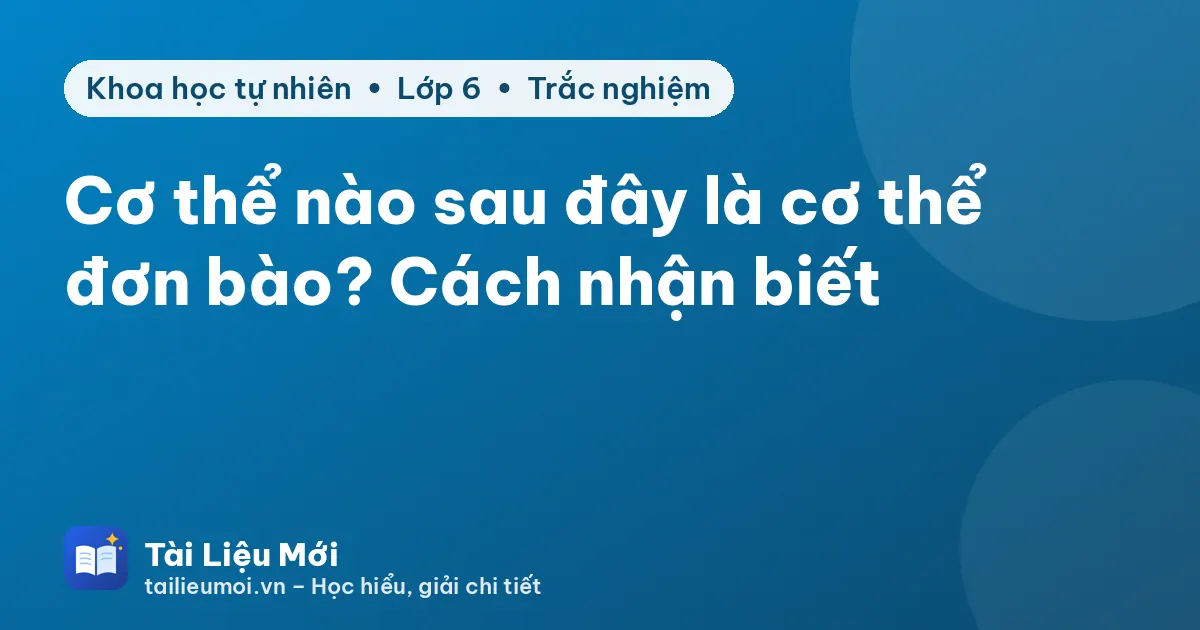 Cơ thể nào sau đây là cơ thể đơn bào? Cách nhận biết