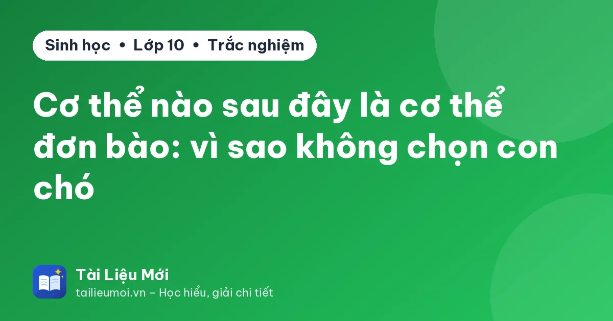Cơ thể nào sau đây là cơ thể đơn bào: vì sao không chọn con chó