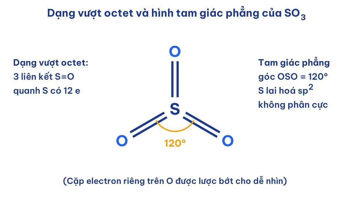 Hình tam giác phẳng của phân tử SO3 với góc OSO 120 độ