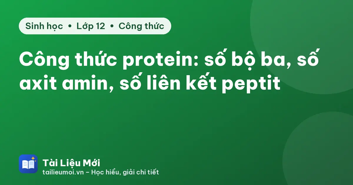 Công thức protein: số bộ ba, số axit amin, số liên kết peptit