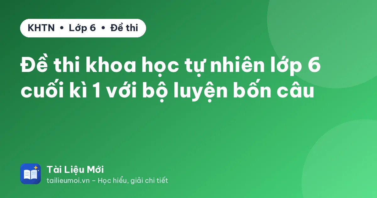 Đề thi khoa học tự nhiên lớp 6 cuối kì 1 với bộ luyện bốn câu