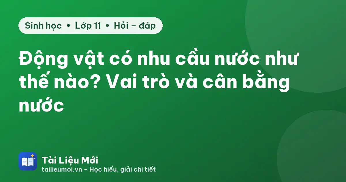 Động vật có nhu cầu nước như thế nào? Vai trò và cân bằng nước
