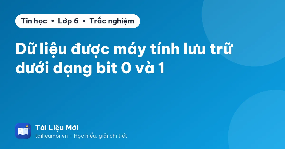 Dữ liệu được máy tính lưu trữ dưới dạng bit 0 và 1