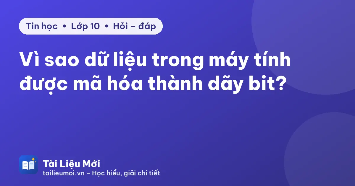 Vì sao dữ liệu trong máy tính được mã hóa thành dãy bit?