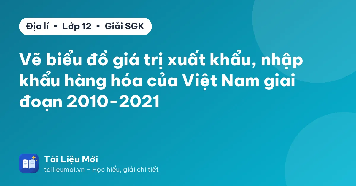 Vẽ biểu đồ giá trị xuất khẩu, nhập khẩu hàng hóa của Việt Nam giai đoạn 2010-2021
