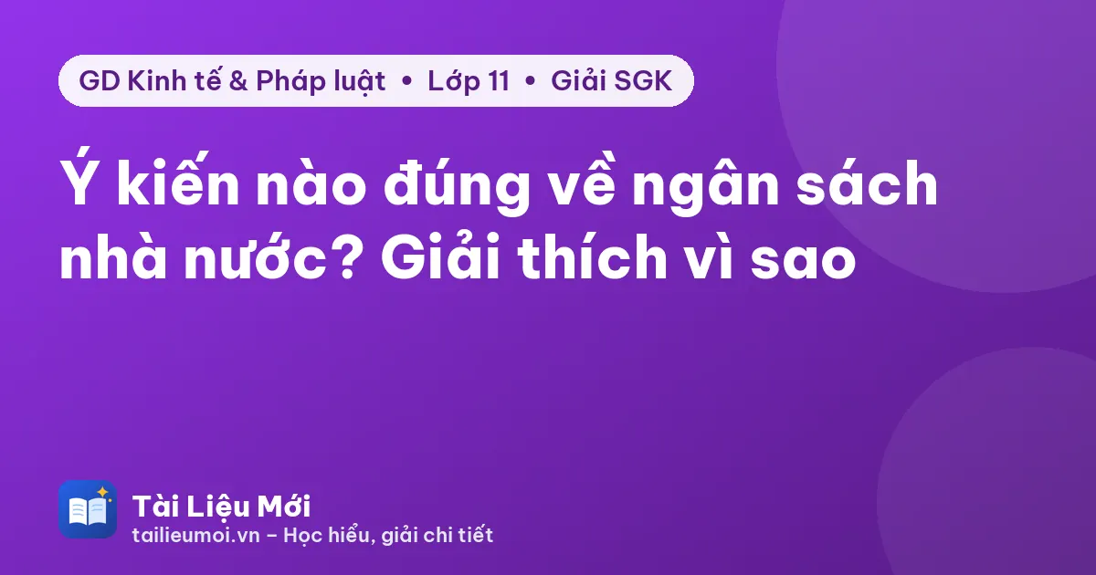 Ý kiến nào đúng về ngân sách nhà nước? Giải thích vì sao