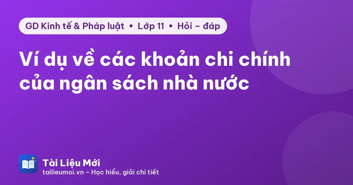 Ví dụ về các khoản chi chính của ngân sách nhà nước