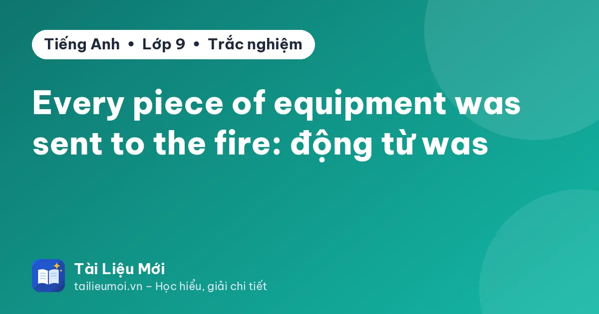 Every piece of equipment was sent to the fire: động từ was
