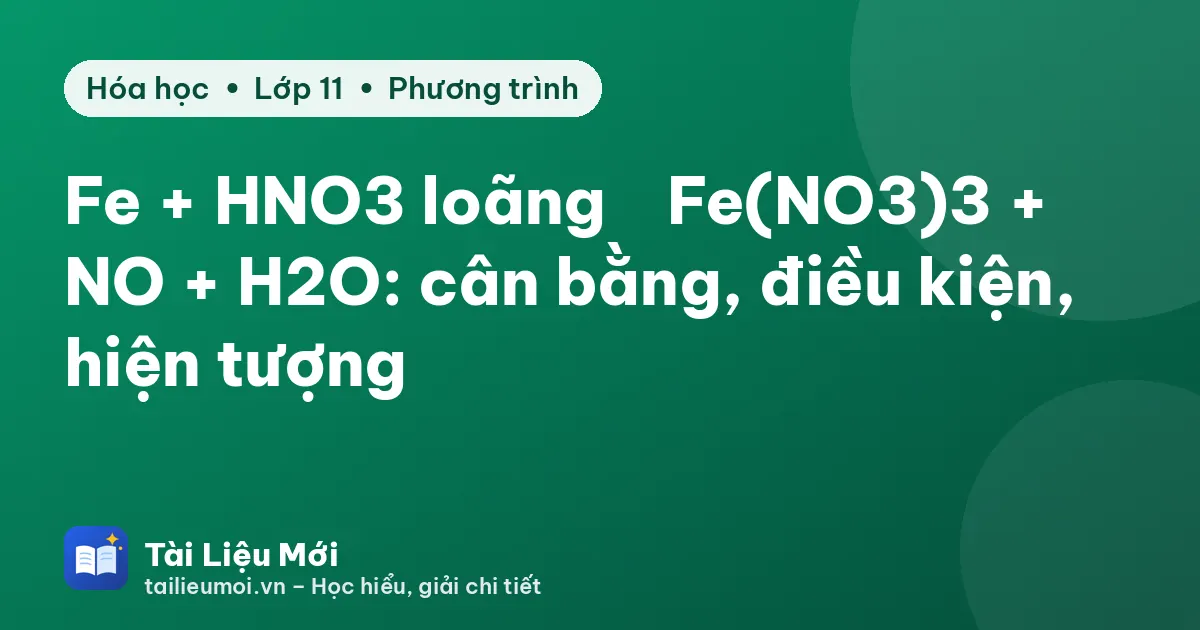 Fe + HNO3 loãng → Fe(NO3)3 + NO + H2O: cân bằng, điều kiện, hiện tượng