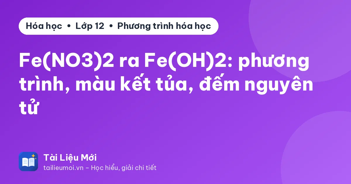 Fe(NO3)2 ra Fe(OH)2: phương trình, màu kết tủa, đếm nguyên tử