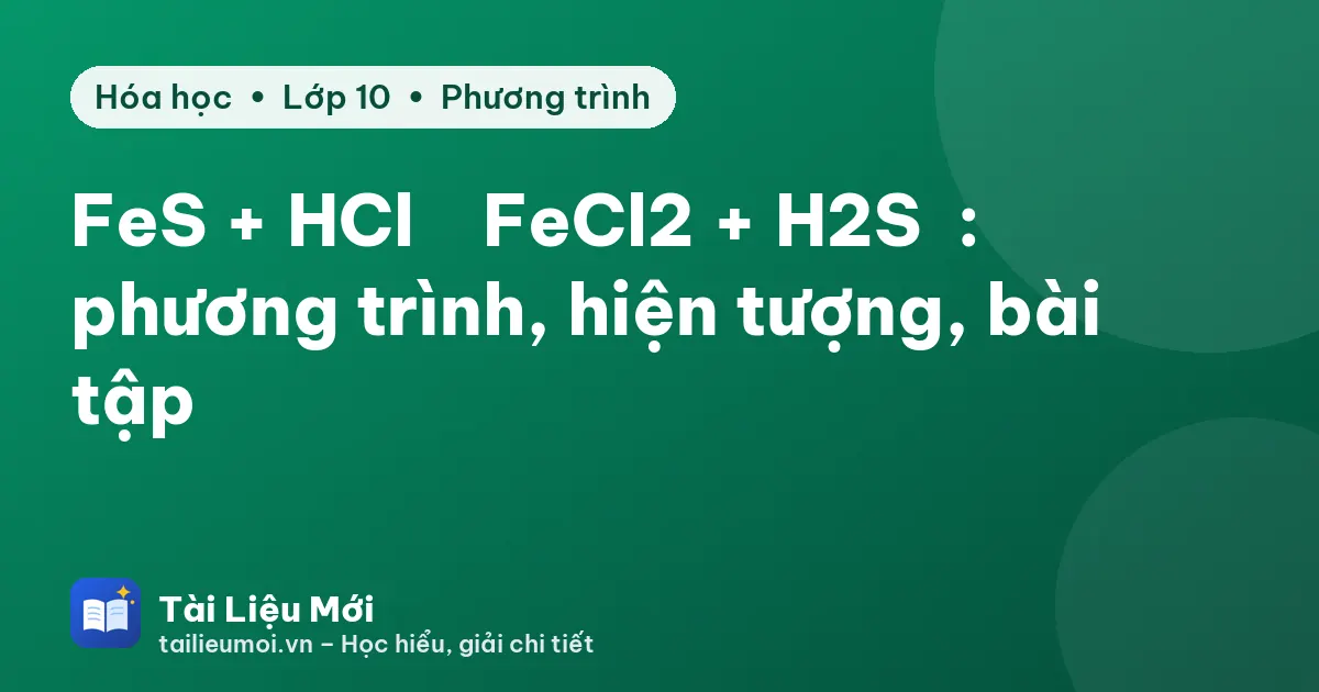 FeS + HCl → FeCl2 + H2S↑: phương trình, hiện tượng, bài tập