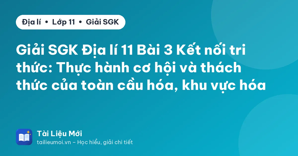 Giải SGK Địa lí 11 Bài 3 Kết nối tri thức: Thực hành cơ hội và thách thức của toàn cầu hóa, khu vực hóa