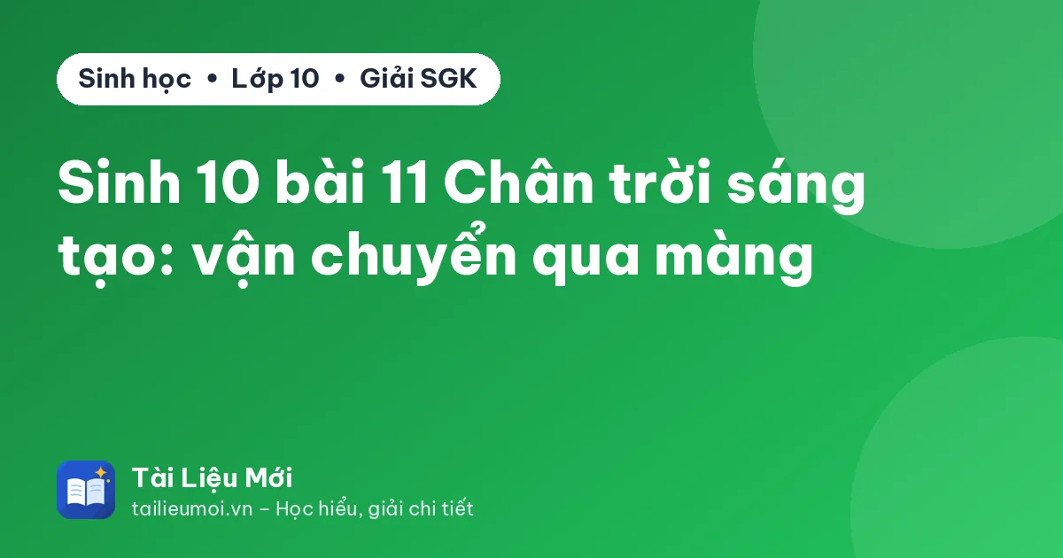 Sinh 10 bài 11 Chân trời sáng tạo: vận chuyển qua màng
