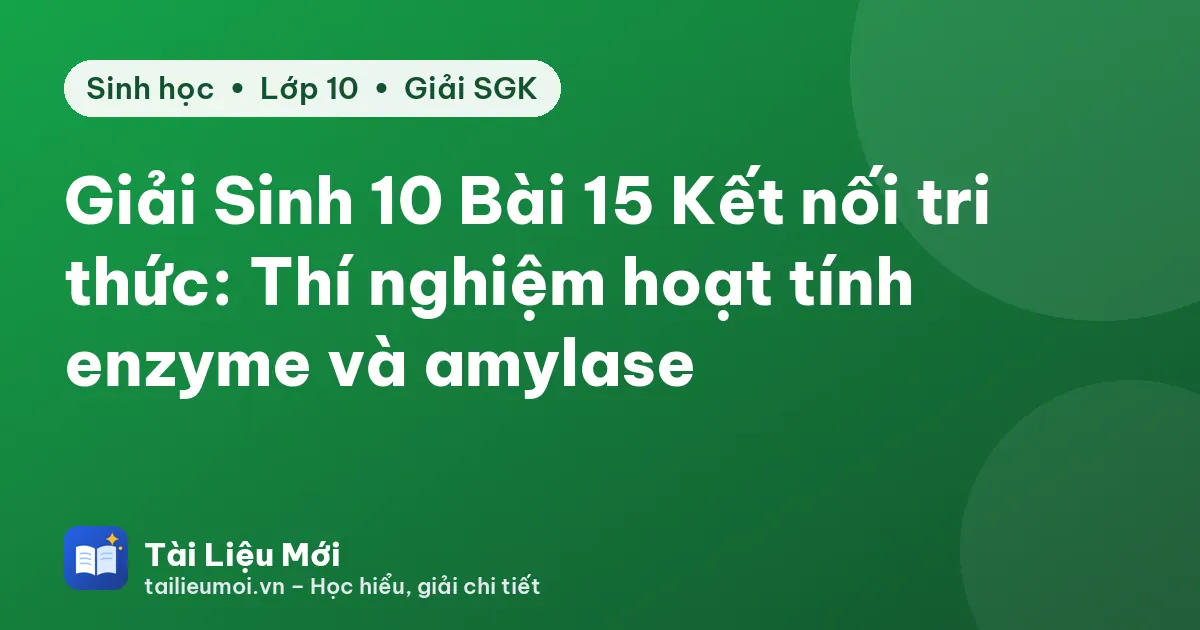 Giải Sinh 10 Bài 15 Kết nối tri thức: Thí nghiệm hoạt tính enzyme và amylase
