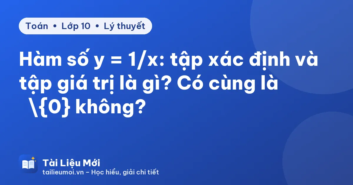 Hàm số y = 1/x: tập xác định và tập giá trị là gì? Có cùng là ℝ{0} không?