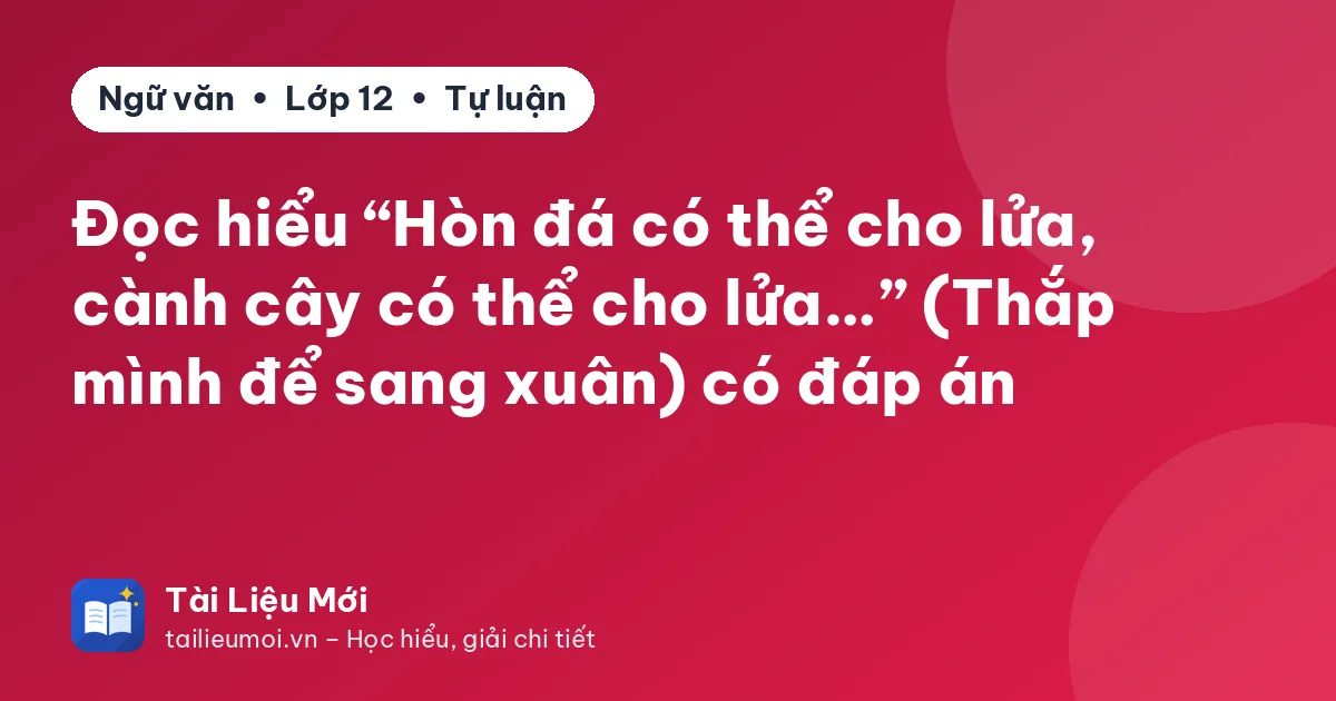 Đọc hiểu “Hòn đá có thể cho lửa, cành cây có thể cho lửa…” (Thắp mình để sang xuân) có đáp án