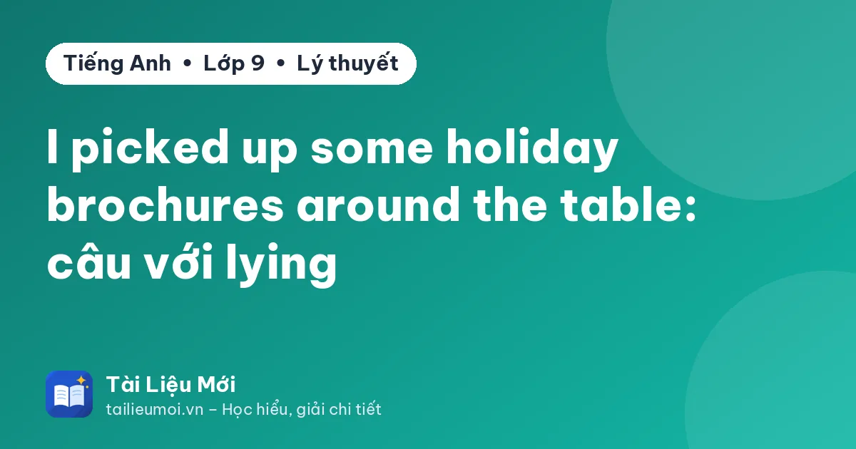I picked up some holiday brochures around the table: câu với lying