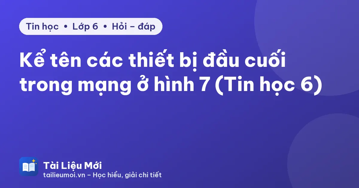 Kể tên các thiết bị đầu cuối trong mạng ở hình 7 (Tin học 6)
