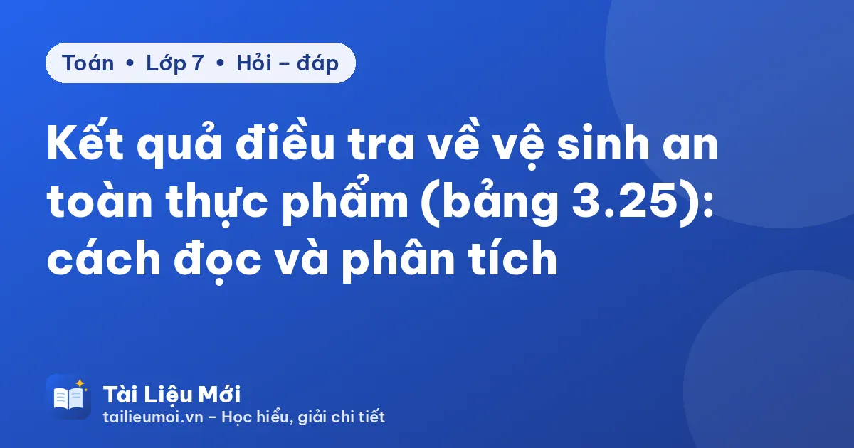 Kết quả điều tra về vệ sinh an toàn thực phẩm (bảng 3.25): cách đọc và phân tích